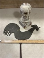Rooster weathervane and wood finial