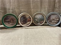 Currier & Ives round metal tins with lids