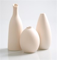 Ceramic Bud Vases Set of 3  Small Beige  Mini Flow