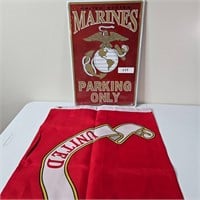 U.S. Marines Metal Sign 12"x18" & Flag 4'x6'