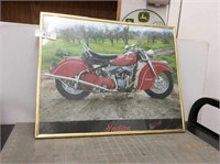 Framed Indian motorcycle picture, 20" x 16"