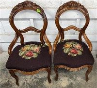 2 matching needle point side chairs-37"tall