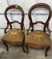 2 matching needle point side chairs-35"tall