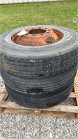 (3) 11RX22.5 USED TRUCK TIRES & RIMS