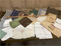 table cloths and towels.