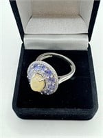 Sterling Opal and Iolite Ring