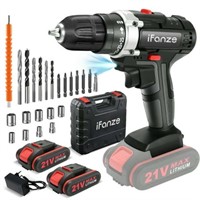 21V Cordless Drill Set with 2 Batteries & Charger