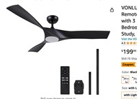 VONLUCE Ceiling Fan with Light and Remote Control