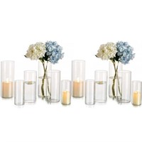 M+L+XL  10PCS Assorted Clear Glass Cylinder Vases