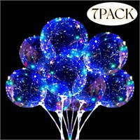 7PCS LED Balloons with Sticks  20"  Clear