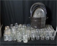 Ball, Atlas & More Canning Jars w/ Enamelware Pots