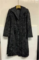 Vintage Fur, Black Broadtail Shawl Collar Coat