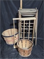 Antique Wash Stand, Drying Rack & Apple Buckets