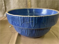 Large vintage stoneware blue bowl