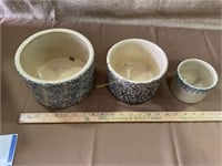 Set of 3 Robinson Ransbottom blue sponge ware