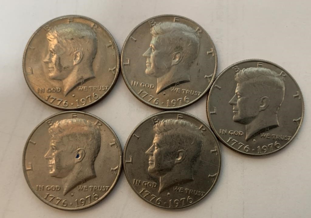 (5) 1776-1976 D Kennedy Half Dollar