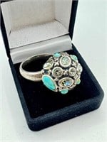 Barse Turquoise CZ and Sterling Ring