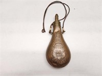 US ISSUE 1848 BATTY BRASS EMBOSSED POWDER FLASK