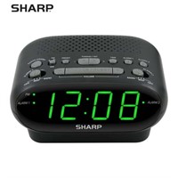 SHARP AM/FM Clock Radio  Dual Alarms  LED Green Di