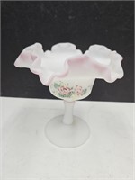 Handpainted Ruffled Compote Fenton Glass 5.5'High