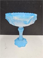 Beautiful Fenton Swirl Compote 7.5" H see chip