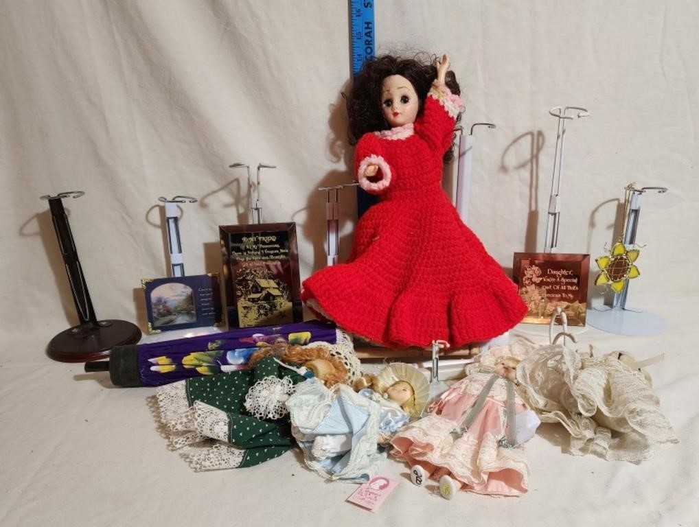 Doll Stands, Dolls, Small Parasol