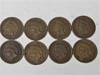 8 Indian Head Pennies Coins See Dates