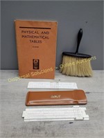 Book, Drafting Brush, Slide Ruler & Case