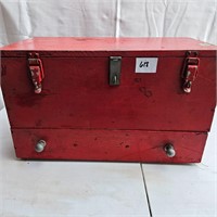 Wooden Red Toolbox W/ Combo Wrench's