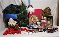 Christmas Decorations: 24" Wreath, 24" Evergreen