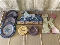 Wood Folk art decor, planes, horse sign