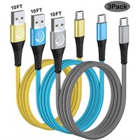 10FT Micro USB Cable 3Pack  Fast Charger for Samsu