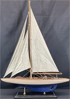 Large Vintage Wooden Model Sailboat