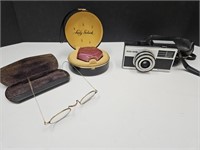 Vintage Eyeglasses, Razor & Camera