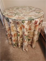 26.5 x 24" round side table with glass top and