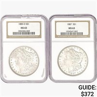 1885&1887 [2] Morgan Silver Dollar NGC MS63