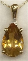 Solid Gold 3 Ct. Imperial Topaz Necklace