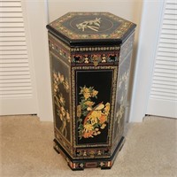 Oriental Style Octagonal Lacquered Cabinet 13¾"W