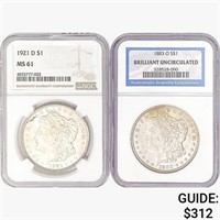 1883&1921 [2] Morgan Silver Dollar NGC