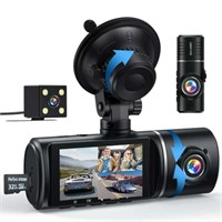 7.44 x 5.15 x 2.56  JQVV 3 Channel Dash Cam  1080P