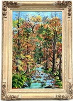 Original Autumn Forest Scene Painting