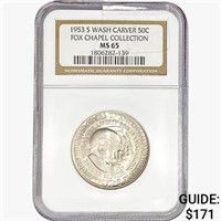 1953-S Washington Carver Half Dollar NGC MS65 Fox