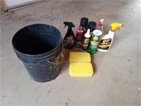 Cleaning supplies in a 5 gal bucket
