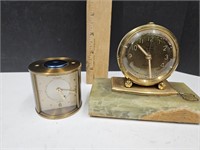 2 Untested Vntg. Alarm Clocks LeCoultre,Onyx Base