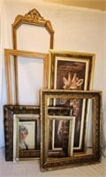(4) Frames, (2) Framed Pictures, Mirror Frame