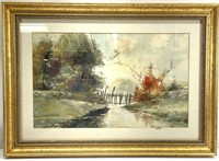 Antique Original Landscape Watercolor Painting