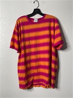 Vintage Pink & Orange Striped distressed Shirt
