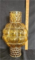Vintage Amber Glass Caged Bubble Hanging Lamp