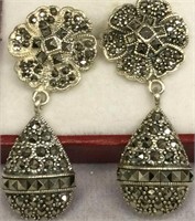 Stunning Victorian Marcasite and Silver Earrings