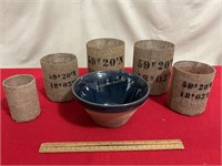 Rowe pottery Works Bowl & Decorative Burlap